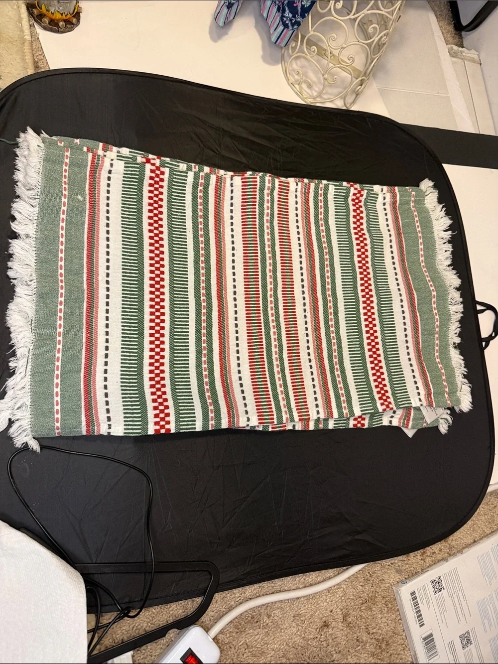 Festive Striped Holiday placemats - Green, Red & White Christ colors. Boho fest